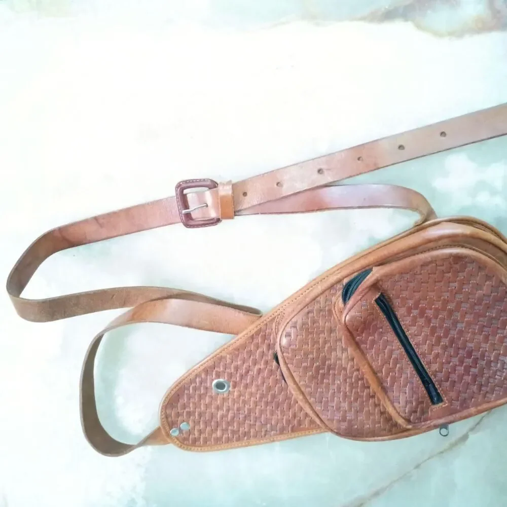 Men's Brown Leather Sling Bag